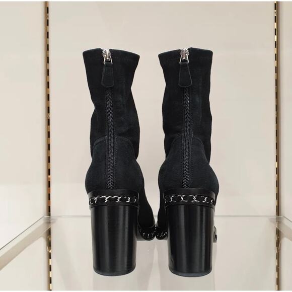 Chanel 2010 Interlocking CC Logo Black Suede Sock Boots Sz.40 - Picture 3 of 11